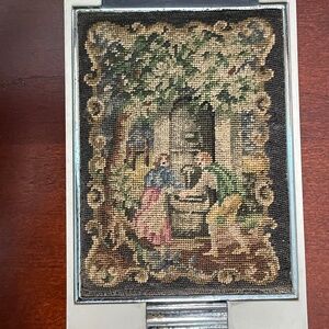 1950's Petit Point Powder Compact with Lipstick Holder